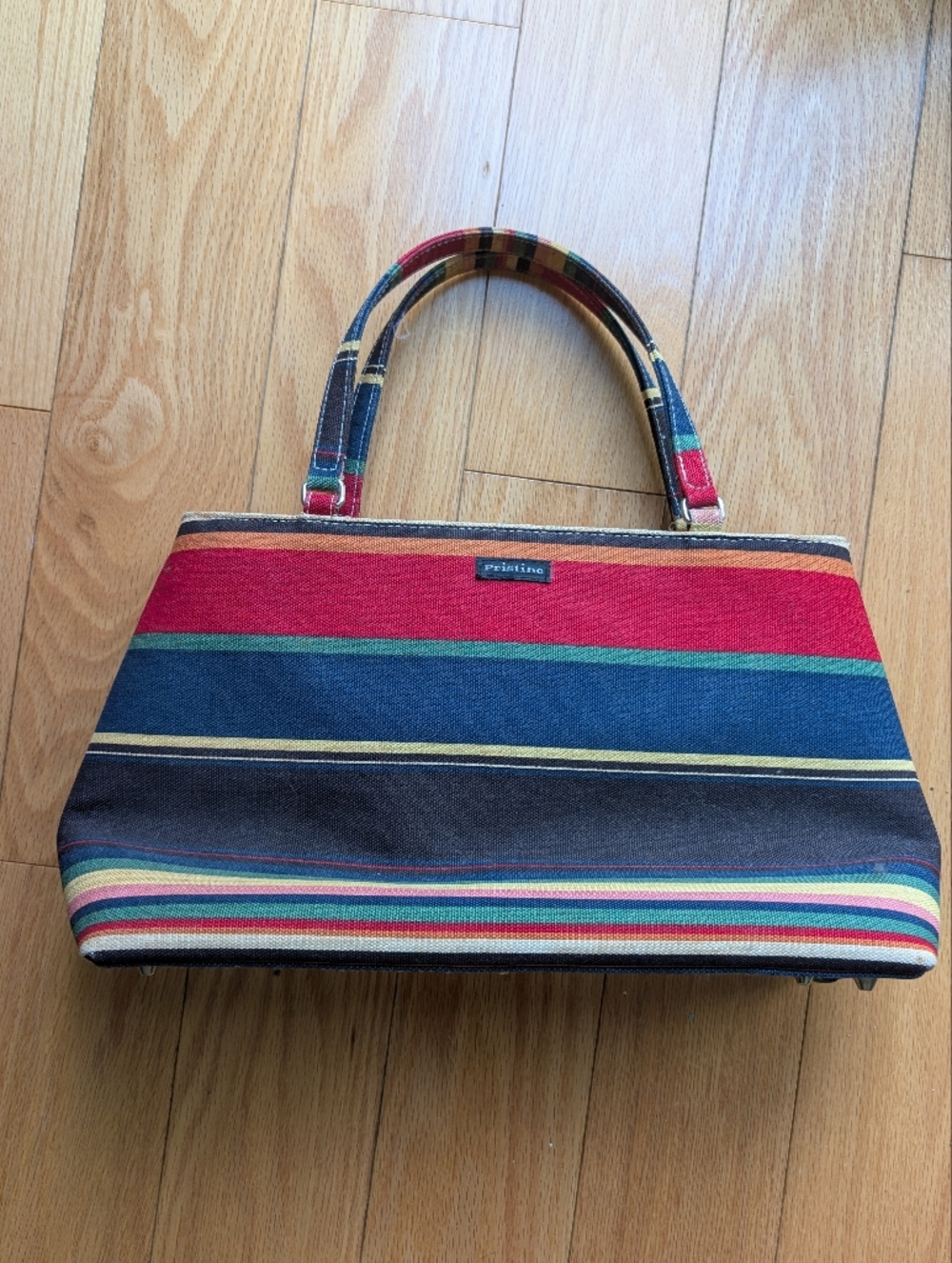 Multicolor Striped Canvas Shoulder Bag